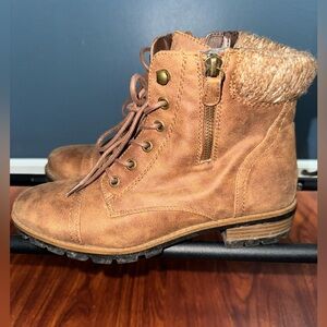 Brown combat boots